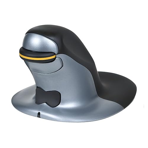 Posturite Wireless Penguin Mouse Ambidextrous - Laser - Wireless - Radio Frequency - 2.40 GHz - Silver, Black - USB 2.0 - 1200 dpi - Scroll Wheel - Symmetrical