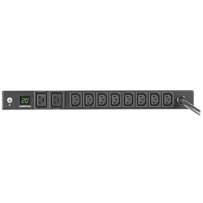 TRIPP LITE PDU Metered 8 C13 2 C19 3.2/3.8kW 208/240V L6-20P 6ft Cord 1URM (PDUMH20HVL66), Black