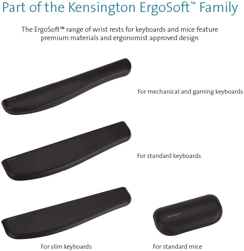 Kensington ErgoSoft Wrist Rest for Mechanical &amp; Gaming Keyboards, Black (K52798WW) Keyboard Wrist Rest Mechanical &amp; Gaming