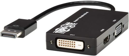 Tripp Lite DisplayPort to VGA/DVI/HDMI All-in-One Cable Adapter, DP 1.2, DP to VGA/DVI/HDMI, UHD 4K x 2K @ 24/30Hz HDMI (P136-06N-HDV-4K) , Black DP 1.2 to VGA/DVI/HDMI Adapter