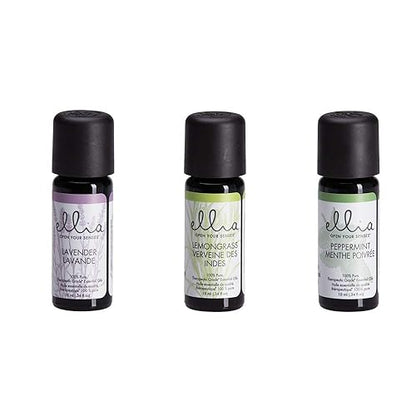 Ellia Essential Oil Set, Single Notes, With Peppermint, Lavender and Lemongrass, 100% Pure, Therapeutic Grade Essential Oil Kit for Diffisuers, 10ml Each, 3-Pack, By Homedics Lavender | Peppermint | Lemongrass