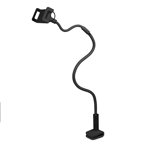 Aluratek Universal Smartphone and Tablet Gooseneck Flexible Arm Mount w/Built-in Clamp for Desk, Compatible with iPhone and Samsung (Tablets Between 4.75 to 9 Inches in Width) AFM01FB, Black