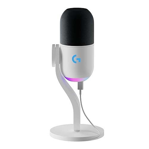 Logitech G Yeti GX Dynamic RGB Gaming Microphone with LIGHTSYNC, USB Mic for Streaming, Supercardioid, USB Plug and Play for PC/Mac - Off White Gaming Mic White