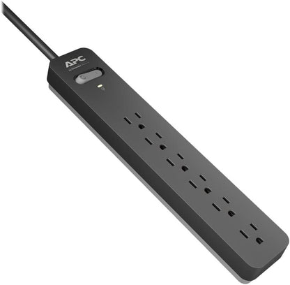 APC 6-Outlet Surge Protector Power Strip, PE63, 540 Joule Black