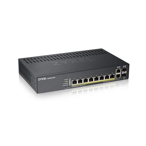 Zyxel 8-Port Gigabit Ethernet High Powered PoE+ 130W NebulaFlex Smart Managed Switch | 2X RJ-45/SFP Ports | 802.3at 802.3af | Metal | Limited Lifetime GS1920-8HPv2 8 Ports PoE+ Cloud Ready (130W)