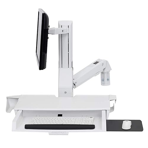 SV Combo Arm with Worksurface & Pan (white) Keyboard & Monitor Mount Workstation