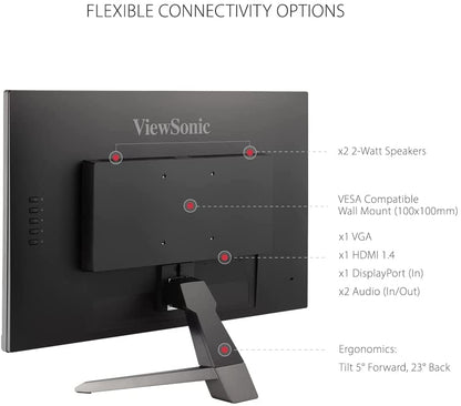 ViewSonic VX2767-MHD 27 Inch 1080p Gaming Monitor with 75Hz, 1ms, Ultra-Thin Bezels, FreeSync, Eye Care, HDMI, VGA, and DP 27-Inch 1ms