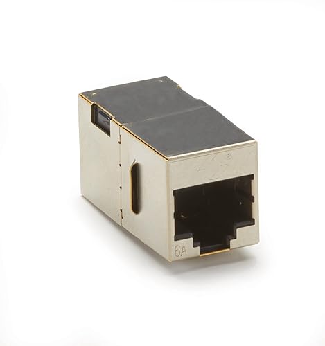 Black Box CAT6A Straight-Through Shielded Coupler - 1 x RJ-45 Network Female - Nickel - TAA Compliant