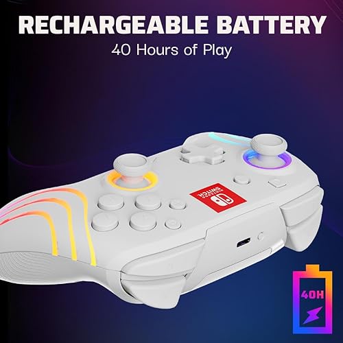 PDP Afterglow™ Wave Wireless Controller: White For Nintendo Switch, Nintendo Switch - OLED Model