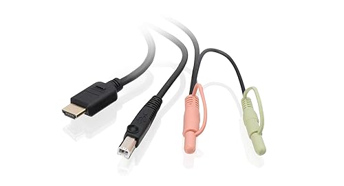 IOGEAR 6ft HDMI KVM Cable with USB and Audio (TAA Compliant) - 6 ft KVM Cable for KVM Switch, Monitor, Speaker, Keyboard/Mouse - First End: 1 x USB 2.0 Type B - Male, 2 x Mini-phone Audio, 1 x 19-pin HDM Digital Audio/Video - Male