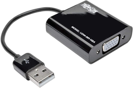 Tripp Lite U244-001-VGA USB-A 2.0-VGA Adapter Multi Monitor External Video Converter, Built-in Type-A Cable, 128 MB SDRAM VGA w/ Built-in Cable