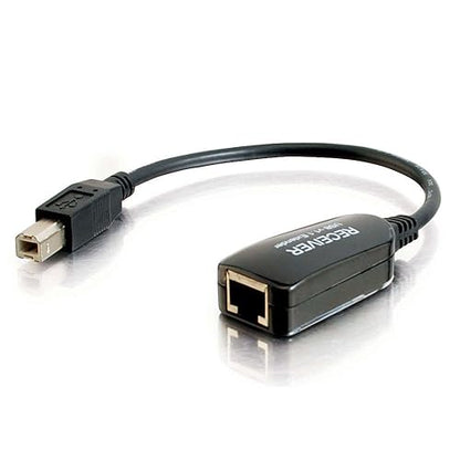 C2G 29353 1-Port USB 1.1 over Cat5 Superbooster Extender Dongle, RJ45 Female to USB B Male Receiver, Black USB Superbooster Dongle Extender