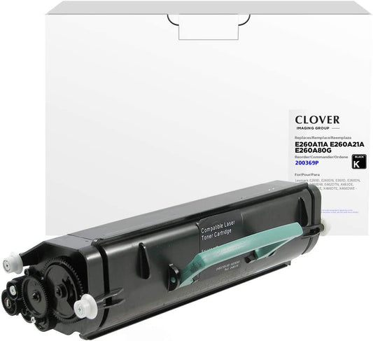 Clover imaging group Clover Remanufactured Toner Cartridge Replacement for Lexmark E260/E360/E460/E462 | Black Black 3,500