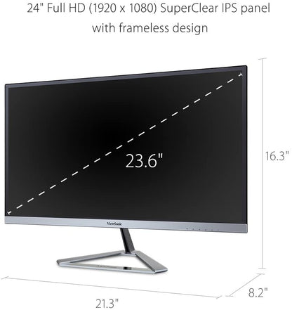 ViewSonic VX2476-SMHD 24 Inch 1080p Widescreen IPS Monitor with Ultra-Thin Bezels, HDMI and DisplayPort 24-Inch