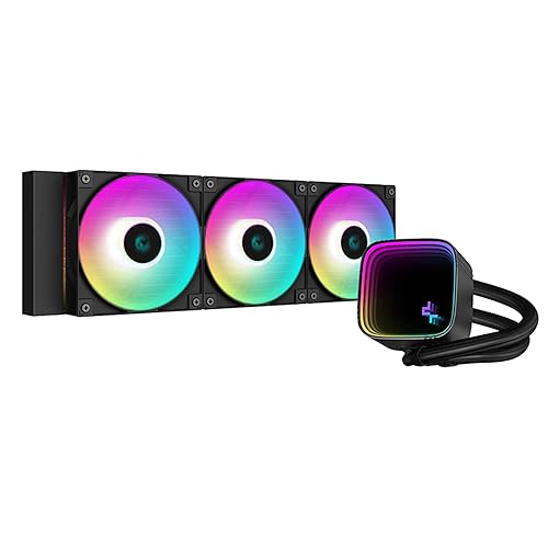 DeepCool LS720 SE Liquid Cooler 360mm 4th Gen Dual-Chamber Pump 3100RPM 300w TDP AIO Cooler Anti-Leak Tech with ARGB Fans CPU Water Cooler Narrow Frame Infinity Mirror Block Black 360mm Black