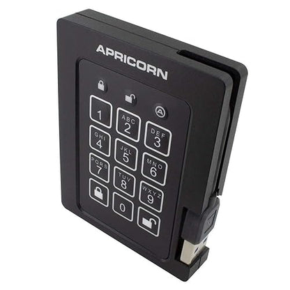 Apricorn Aegis Padlock 480 GB SSD 256-Bit, FIPS 140-2 Level 2 Validated Ruggedized USB 3.0 Encrypted External Portable Drive (ASSD-3PL256-480F) 480GB