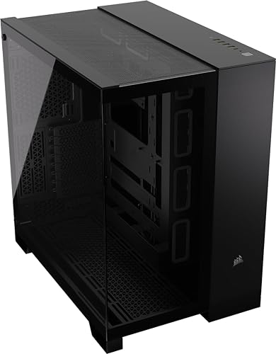 CORSAIR 6500X Mid-Tower ATX Dual Chamber PC Case – Panoramic Tempered Glass – Reverse Connection Motherboard Compatible – No Fans Included – Black Tempered Glass Black