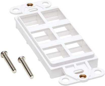 Tripp Lite Decora Wall Plate Insert, Decorative Center Plate, Vertical 6 Port Keystone Jack, White (N042D-006V-WH) 6 Ports Center Plate