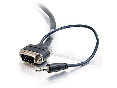 C2G 40177 VGA + 3.5mm Audio Video Cable M/M with Rounded Low Profile Connectors, Plenum CMP-Rated, Black (35 Feet, 10.66 Meters)