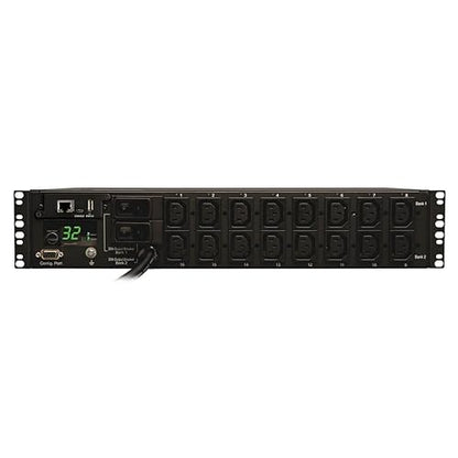 Tripp Lite Switched PDU, 7.4kW Single Phase, 230V, 16 Outlets (C13), IEC-309 32A Blue, 12ft. Cord, 2U Rack-Mount Power, TAA (PDUMH32HVNET) , Black 16 Outlets 32 Amps / 240 Volts
