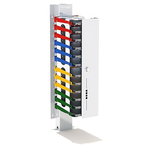 PowerGistics CORE12 USB Charging Cart Station for Chromebooks and Tablets, Charger Includes USB A to C Cables, 12 Shelves, Locking Door, Made in USA