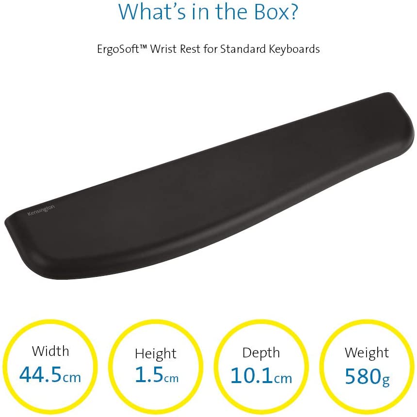 Kensington ErgoSoft Wrist Rest for Standard Keyboards, Black (K52799WW) Keyboard Wrist Rest Standard