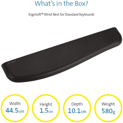 Kensington ErgoSoft Wrist Rest for Standard Keyboards, Black (K52799WW) Keyboard Wrist Rest Standard