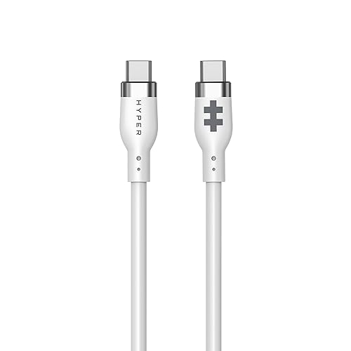 Targus HyperJuice Silicone Charging USB C Cable (1.5m/5ft) w/EcoSmart Silicone Jacket, 60W USB C Charger 3.0 EPR Fast Charge — Tangle-Free USB C Cable 5ft, Withstands 10,000+ Bends (White)