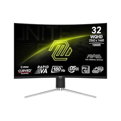 MSI MAG 325CQRF QD E2 31.5-inch 2560 x 1440 (QHD) Computer Monitor, 180Hz, Adaptive-Synch, HDMI, DP Port, VESA Mountable, Tilt, Speaker, 0.5ms, Black
