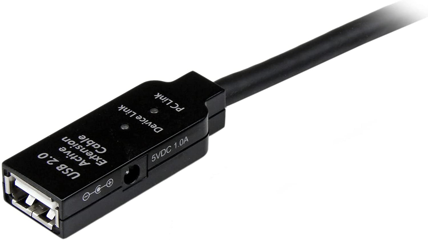 StarTech.com 5m USB 2.0 Active Extension Cable M/F - 5 meter USB A Male to USB A Female USB 2.0 Repeater / Extender Cable - Black - 15ft (USB2AAEXT5M) 16.4 ft USB 2.0 Cable