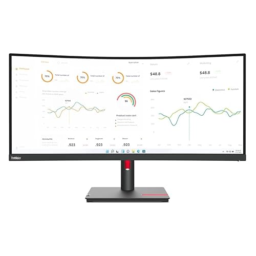 Lenovo ThinkVision T34w-30 34 Class UW-QHD Curved Screen LCD Monitor - 21:9 - Raven Black