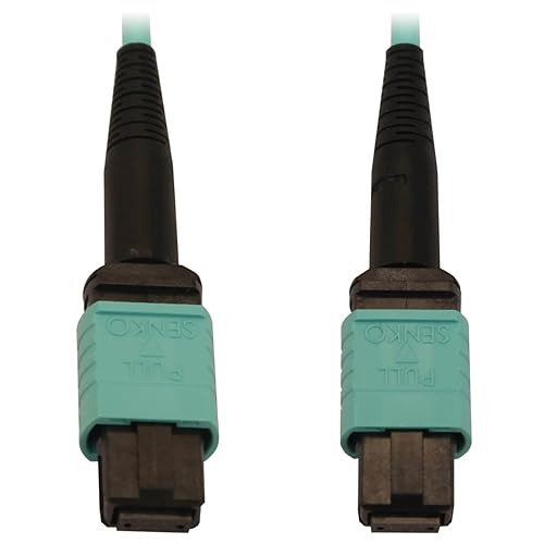 Tripp Lite Multimode Fiber Patch Cable, 50/125 OM3 MTP/MPO (F/F), 12 Fiber, 40/100/400GbE, Aqua LSZH Jacket, 2 Meters / 6.6 Feet, Lifetime Limited Manufacturer's Warranty (N844B-02M-12-P) 6.6 ft / 2M