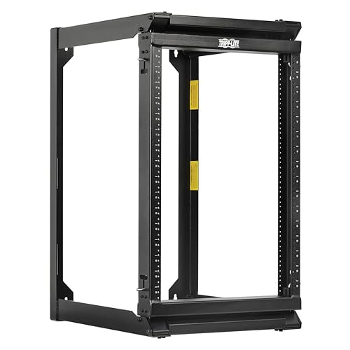 Tripp Lite 16U Wall-Mount Open Frame Server Rack Enclosure, 2-Post, Hinged Front, Heavy-Duty Steel, 12-24 Threaded & Numbered Mounting Holes, 5-Year Warranty (SRWO16US)