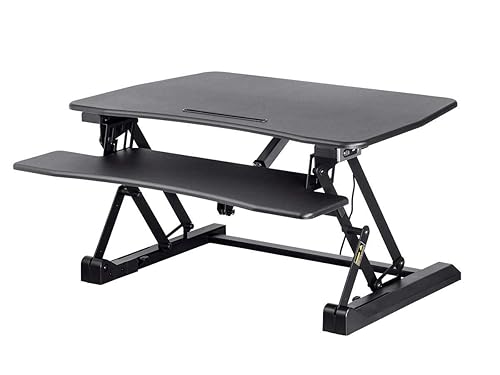 Monoprice Electric Sit-Stand Riser Desk Converter - Height Adjustable 5.9"-18.9", Black - Workstream Collection