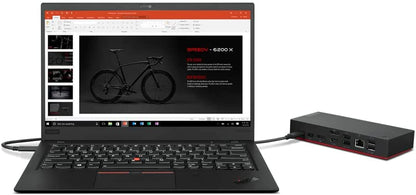 Lenovo - USB-C Dock (Windows Only) - 65W with 90W Power Adapter Attached - Univ Support for Most Win 10 and Above USB-C Notebooks - Multi 4K @ 60 Hz - 2 DP, 1 HDMI, USB-C, USB-A - Black - 40B50090US