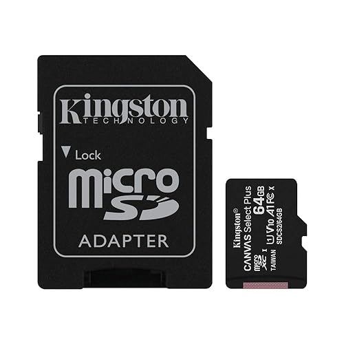 Kingston 64GB microSDXC Canvas Select Plus Class 10 Flash Memory Cards Two Pack + Single Adapter SDCS2 Memory