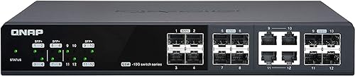 QNAP QSW-M1204-4C 10GbE Managed Switch, with 4-Port 10GbE SFP+/RJ45 Combo and 8-Port 10GbE SFP+ Gigabit 4 X 10GbE Combo Ports 12 Ports