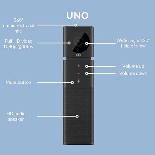 Boom UNO - All-in-One HD 1080p Wide Angle 120-degree Video Conference Camera with Built-in 360-degree omnidirectional Echo canceling Microphone and Speaker BM03-0017