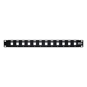 Tripp Lite 12-Port Keystone Blank Patch Panel RJ45, USB, HDMI, Cat5e / Cat6 Rackmount Unshielded 2URM TAA (N062-012-KJ)