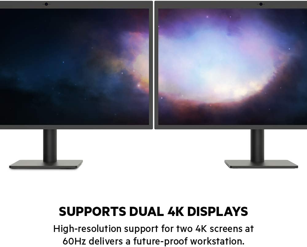Belkin Thunderbolt 3 Dock Plus w/ 2.6ft Thunderbolt 3 Cable (Thunderbolt Dock for macOS and Windows) Dual 4K @60Hz, 40Gbps Transfer Speeds, 60W Upstream Charging