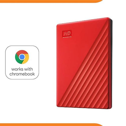 Western Digital 2TB My Passport Portable External Hard Drive - Red