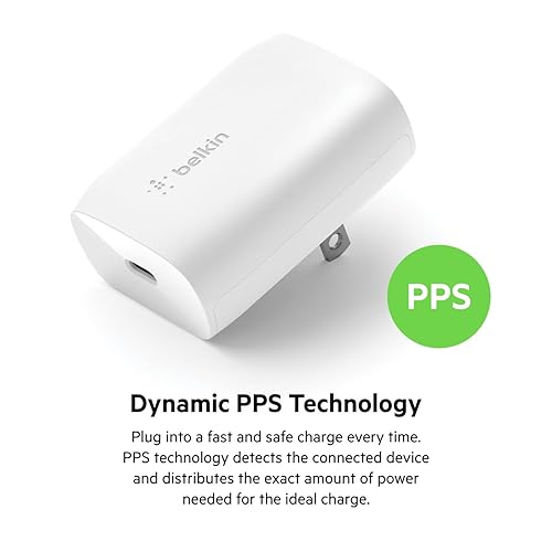 Belkin USB C Charger Block 30W - USB-C to Lightning Cable Included - PPS PD 3.0 Super Fast Charging - Samsung Galaxy S25, Apple iPhone 14, 14 Pro, 14 Pro Max, iPhone 13, & More - White