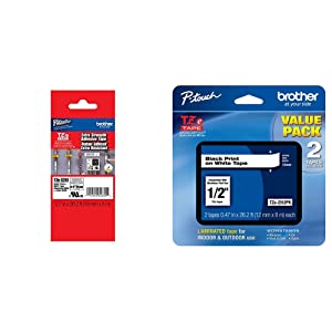 Brother Genuine P-Touch TZE-S241 Tape, 3/4" (0.7") Wide Extra-Strength Adhesive Laminated Tape, Black on White &amp; Genuine P-Touch, TZe-231 2 Pack Tape (TZE2312PK) ½”(0.47”) x 26.2 ft Extra-Strength Tape + 1" Tapes