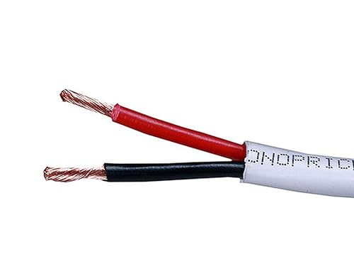 Monoprice Access Series 14 Gauge AWG CL2 Rated 2 Conductor Speaker Wire/Cable - 500ft Fire Safety in Wall Rated, Jacketed in White PVC Material 99.9% Oxygen-Free Pure Bare Copper 500ft CL2 14awg