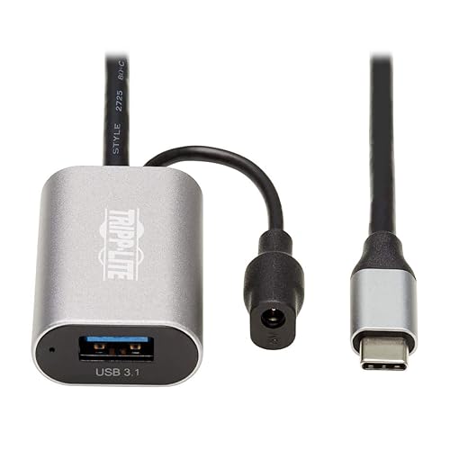 TRIPP LITE USB C Active Extension Cable USB C to USB-A USB 3.1 Gen 1 M/F 5M (U330-05M-C2A), Black