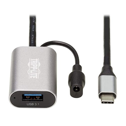 TRIPP LITE USB C Active Extension Cable USB C to USB-A USB 3.1 Gen 1 M/F 5M (U330-05M-C2A), Black