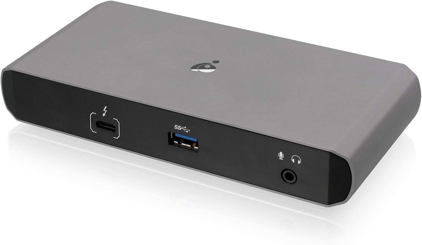 IOGEAR 9 Port Thunderbolt 3 Hub - 4K Dual Display 60Hz - 2 Displayport 1.2 - 60W Charging for Laptop - 40Gbps Speeds - Integrated Ethernet - 3.5mm Audio - GTD737 Quantum Dual Mode