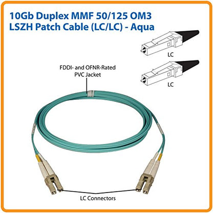 Tripp Lite N820-15M 50 Feet 10Gb Multimode Duplex 50/125 LSZH Aqua Fiber Patch Cable LC/LC - 15M