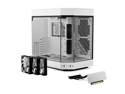 HYTE Y60 Modern Aesthetic Dual Chamber Panoramic Tempered Glass Mid-Tower ATX Computer Gaming Case with PCIE 4.0 Riser Cable Included, Snow White (CS-HYTE-Y60-WW)
