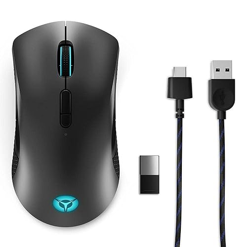 Lenovo Legion M600 RGB Wireless Gaming Mouse – 16,000 DPI, 9 Programmable Buttons, 200-Hour Battery Life, 50-Million Clicks Durability – Ambidextrous Computer Mouse (Black) Large |Ambidextrous M600 Iron Grey